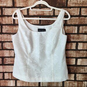 Alex Evenings White Brocade Sleeveless Scoopneck Camisole Top Size L EUC